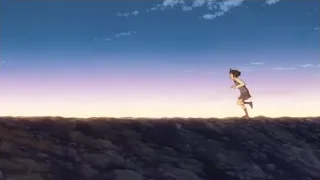 young girl on rocky hill at sunset — Your Name