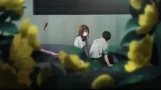 man kneeling to girl in flower garden — I Want To Eat Your Pancreas
