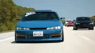 blue sports car driving on highway — Sports Cars