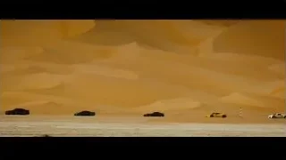 sports cars in desert landscape — Furious Seven