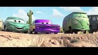 Cars characters parked on rocky terrain — Cars