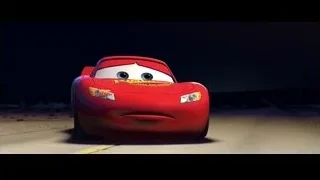 Lightning McQueen driving on desert road at night — Cars
