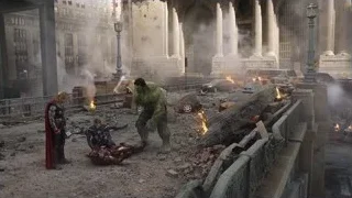 Hulk standing on bridge in city — The Avengers