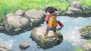 young girl on rocks in stream — Your Name