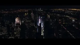 aerial night view of lit up skyscrapers — The Amazing Spider Man 2