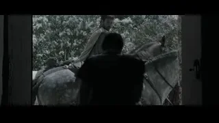 man and woman on horseback — Gladiator 2