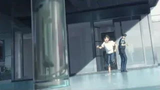 police officer in front of modern building — Weathering with You