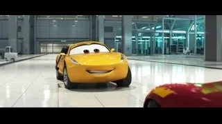 Yellow sports car in airport terminal — Cars 3