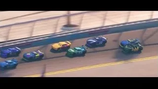 group of colorful cars racing on track — Cars 3