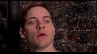 Young man's face with serious expression — Spider Man