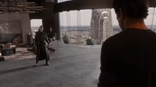 man with sword in room with city view — The Avengers