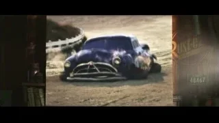 Blue vintage car driving on dirt road — Cars 3