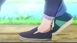 feet in blue sneakers on wooden floor — I Want To Eat Your Pancreas
