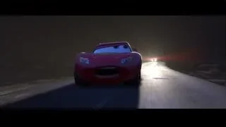 Lightning McQueen driving on road at night — Cars