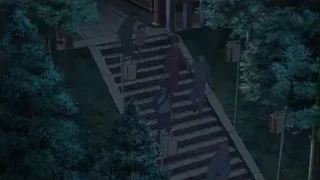 group walking up stone stairs in forest — Your Name
