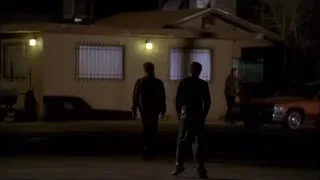 Three men walking in front of house at night — Breaking Bad