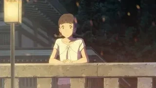 Girl and man standing on balcony — Your Name