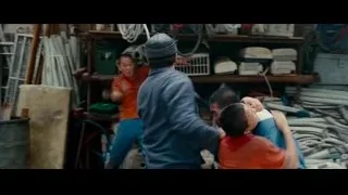 three men in workshop — The Karate Kid