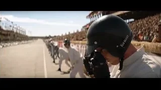 Man in helmet at a race — Ford v Ferrari
