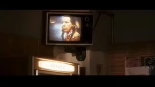 Man's face on old television screen — Jobs