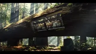 people on wooden bridge in forest — Jurassic World