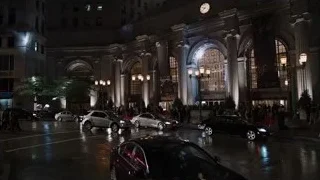 Ornate building with clock tower at night — The Avengers