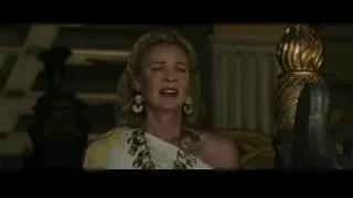 woman crying in ornate room with lion statue — Gladiator 2