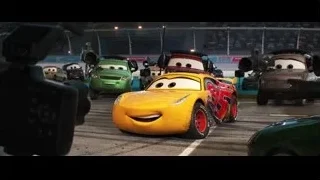 yellow car driving on race track — Cars 3