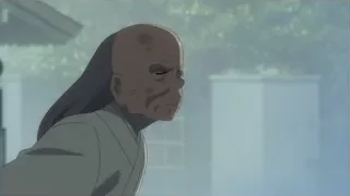 Old man with closed eyes in suit — Weathering with You