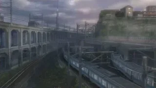 Train moving on tracks at station — Weathering with You