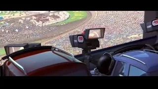 helicopter view of race track stadium — Cars
