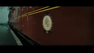 Red train car at station platform — Harry Potter and the Deathly Hallows 2