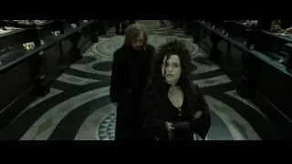 Man and woman in ornate room with checkered floor — Harry Potter and the Deathly Hallows 2