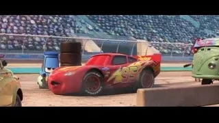 Lightning McQueen racing on track with spectators — Cars 3