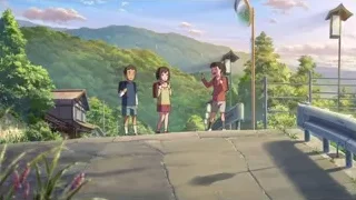 Young boy and girl walking in mountain landscape — Your Name