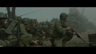 soldiers in mountainous combat area — Hacksaw Ridge