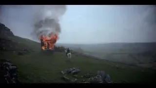 large fire burning on hillside with black smoke — Peaky Blinders