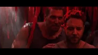 Two men in distress covered in blood with knife — Gladiator