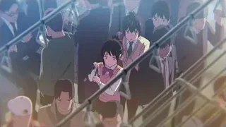 Young people in crowded train station — Your Name