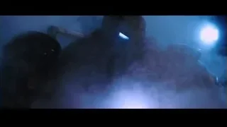 spaceship surrounded by blue fog — Iron Man
