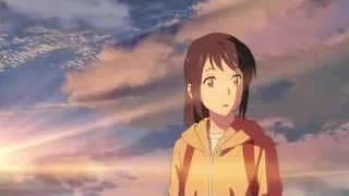 Animated girl standing before beautiful sunset — Your Name