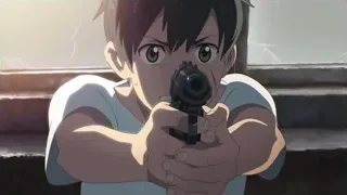 young boy holding a gun — Weathering with You