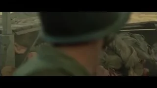 Soldiers sleeping in military vehicle — Hacksaw Ridge