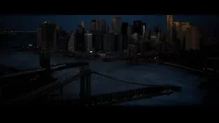 Night view of Manhattan skyline from Brooklyn Bridge — Batman: The Dark Knight Rises