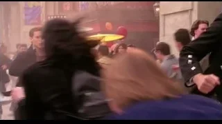 Man dancing with yellow umbrella on street — Spider Man