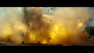 large explosion with thick orange smoke — Hacksaw Ridge