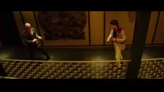 Two men fighting on staircase — Bruce Lee: Birth of The Dragon