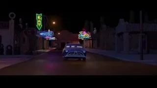 blue vintage car on street at night — Cars