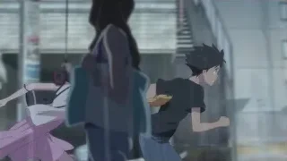 young boy and girl dancing in rain — Weathering with You