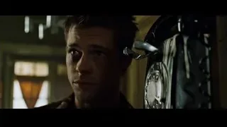 man with serious expression in dimly lit room — Fight Club